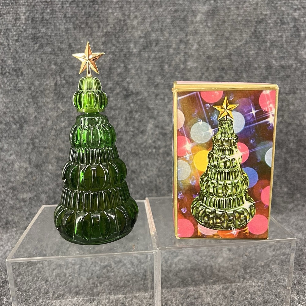 Vintage Avon Yuletree Green Christmas Tree Bottle Sonnet Cologne 3oz Decoration